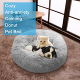 XL-70cm light-grey PawfectFriend Dog Pet Cat Calming Bed Plush Beds Large Fluffy Donut Comfy Cushion Puppy Mat