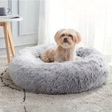 XXL-80cm cream PawfectFriend Dog Pet Cat Calming Bed Plush Beds Large Fluffy Donut Comfy Cushion Puppy Mat