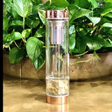 Rose Gold Crystal Bottle with Gemstone Base and Tea Infuser