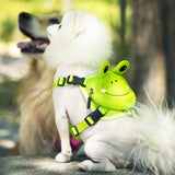 Ondoing Pet Saddle Bag Dog Harness Backpack Hiking Traveling Outdoor Bags Cute Costume (Yellow tiger bag with leash)M