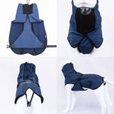 Pet Dog Raincoat Poncho Jacket Windbreaker Waterproof Clothes with Harness Hole-L-Black (Single Layer)