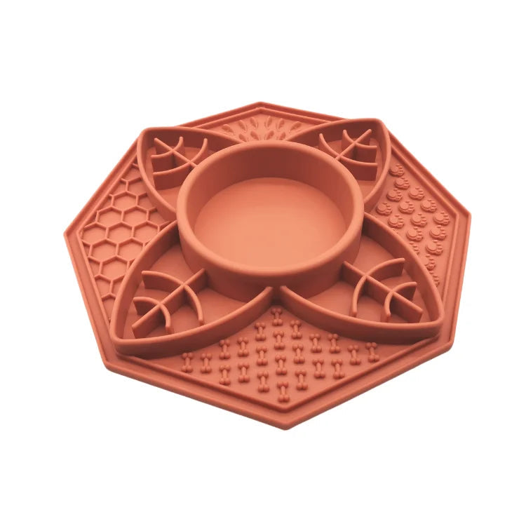 Terracotta Mandala Flower Slow Feeder Lick Mat for Dogs