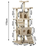 170cm Cat Tree Scratching Post Scratcher Pole Gym Toy House Furniture Multilevel - beige