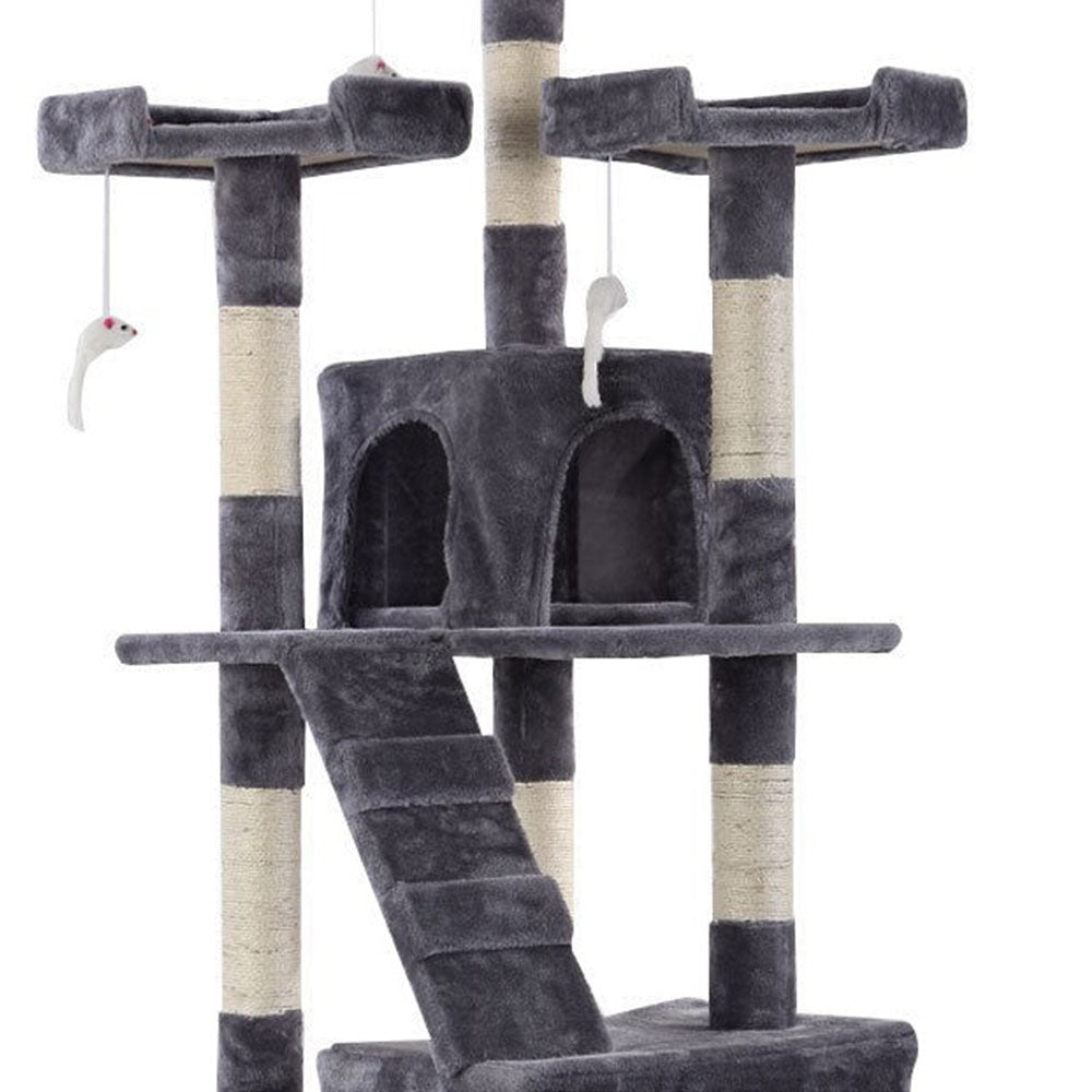 170cm Cat Tree Scratching Post Scratcher Pole Gym Toy House Furniture Multilevel - grey