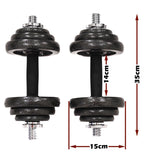 20KG Cast Iron Dumbbell Set Weight Dumbbells Home Gym Training Fitness BarBell Case - Extra Image