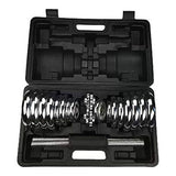 30KG Chrome Dumbbell Set Weight Dumbbells Home Gym Training Fitness BarBell Case - Front View