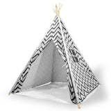 Giant Cotton Canvas Kids Teepee Wigwam Children Pretend Play Tent Indoor Outdoor Party - black