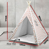 Giant Cotton Canvas Kids Teepee Wigwam Children Pretend Play Tent Indoor Outdoor Party - orange