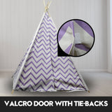 Giant Cotton Canvas Kids Teepee Wigwam Children Pretend Play Tent Indoor Outdoor Party - purple