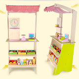 Kids Wooden Toy Pretend Play Marketplace Stand Fruit Veg Shop Stall Supermarket