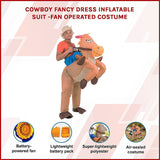 COWBOY Fancy Dress Inflatable Suit -Fan Operated Costume - Side View