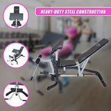 FID Flat Incline Decline Bench Press w/ Leg Extension - Close-Up Angle