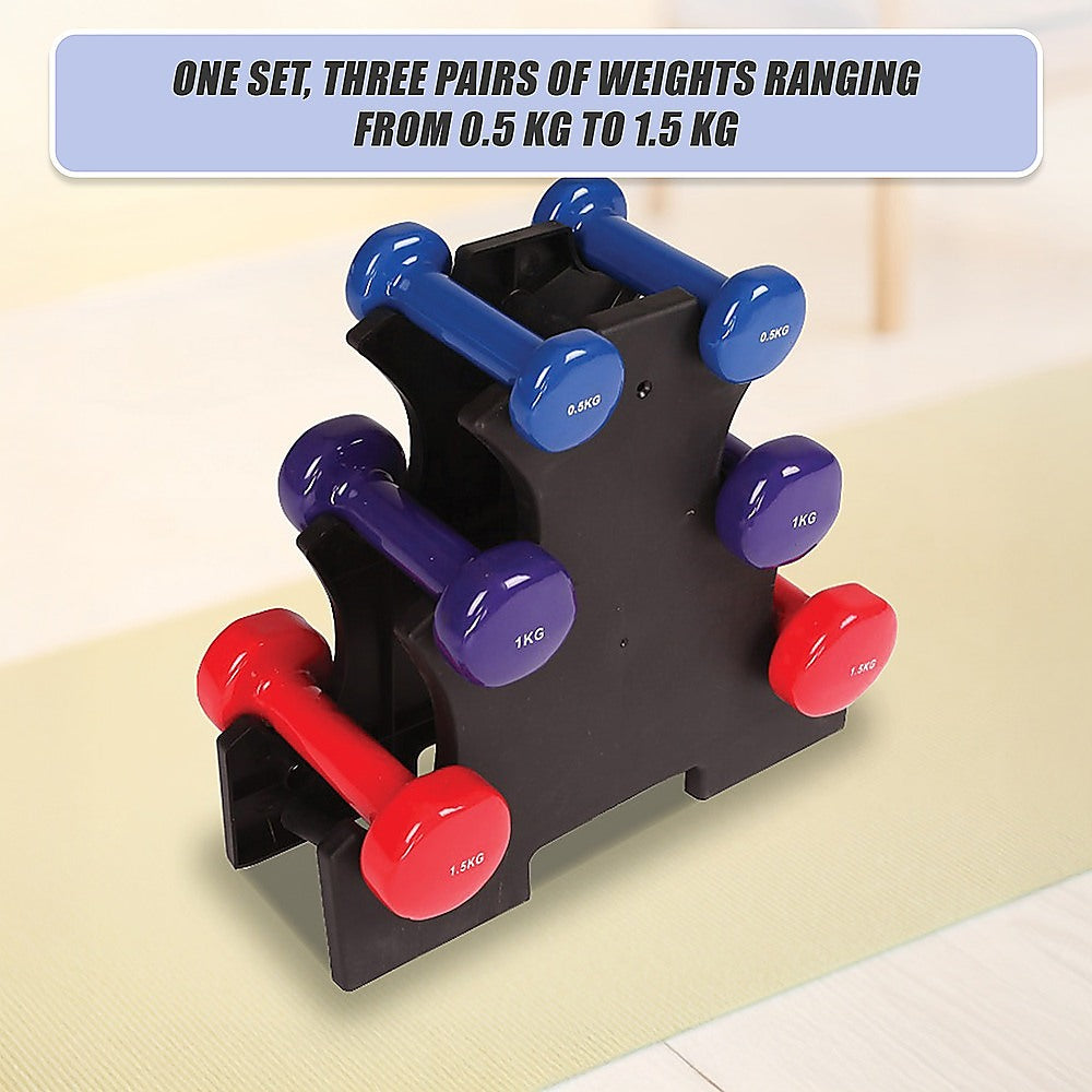 6-Piece Dumbbell Set with Rack