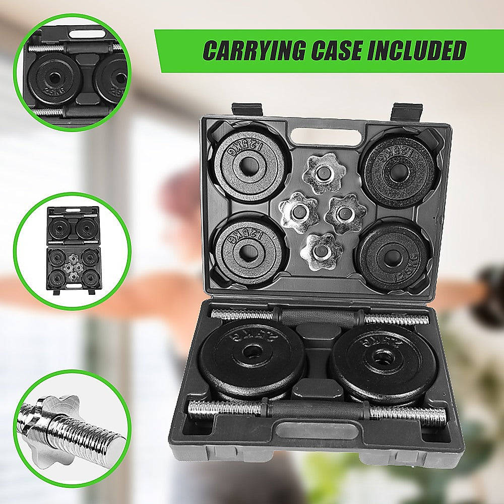 20kg Black Dumbbell Set with Carrying Case