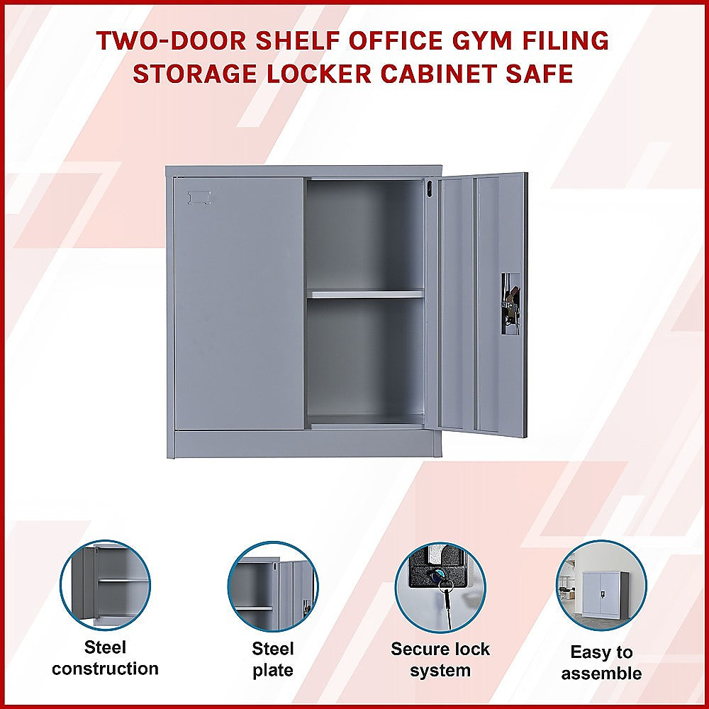 Two-Door Shelf Office Gym Filing Storage Locker Cabinet Safe