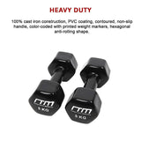 5kg Dumbbells Pair PVC Hand Weights Rubber Coated