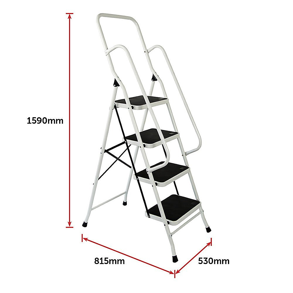 Foldable Non Slip 4 Step Steel Ladder