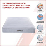 Palermo Contour 20cm Encased Coil King Mattress CertiPUR-US Certified Foam