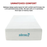 Palermo King Single 25cm Gel Memory Foam Mattress - Dual-Layered - CertiPUR-US Certified