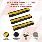 3pcs 2-Cable Rubber Electrical Wire Cover Heavy Duty Protector Dual Channel