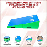 120x60x35cm Foldable Soft Incline Gymnastics Mat Wedge Yoga Gym Balance Training