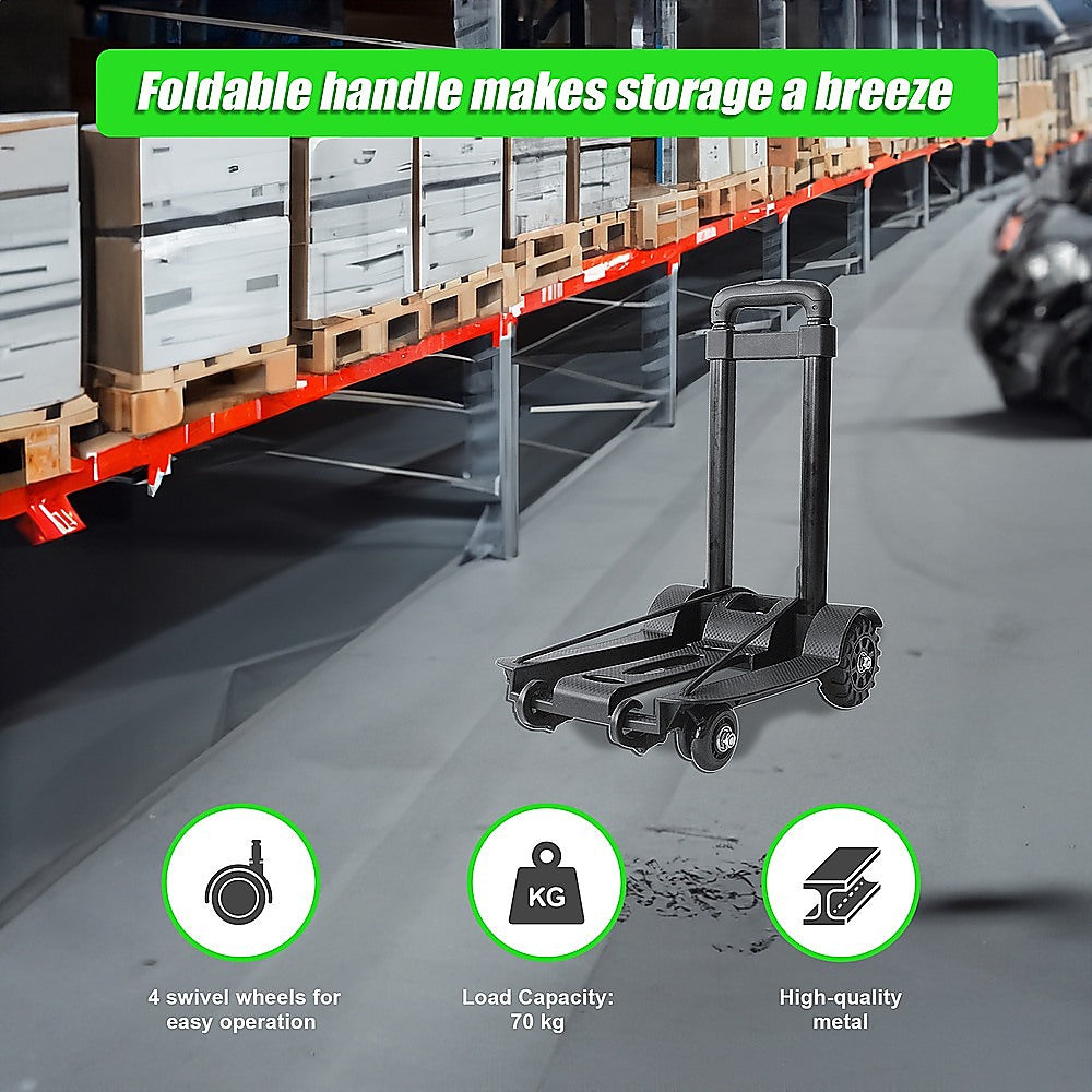 Portable Cart Folding Dolly Push Truck Hand Collapsible Trolley Luggage 70Kg