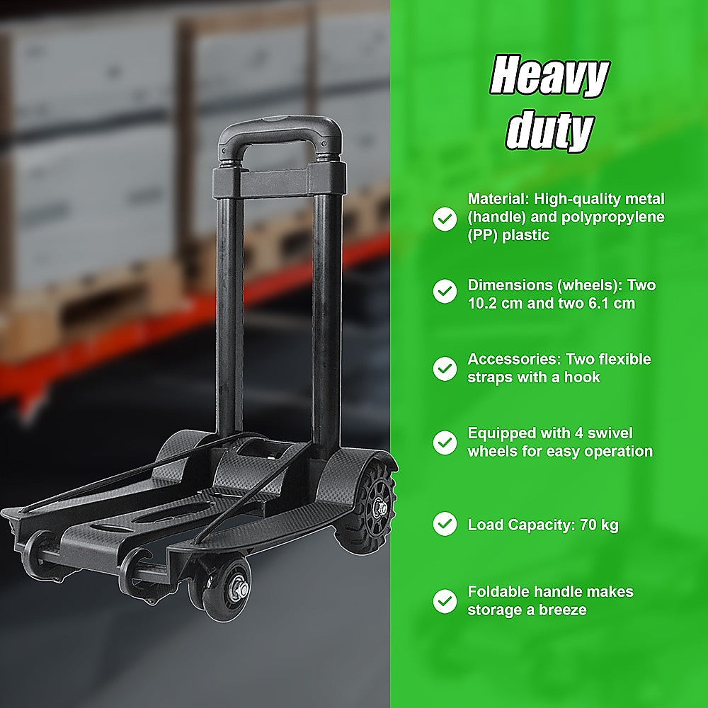 Portable Cart Folding Dolly Push Truck Hand Collapsible Trolley Luggage 70Kg