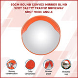 60cm Round Convex Mirror Blind Spot Safety Traffic Driveway Shop Wide Angle