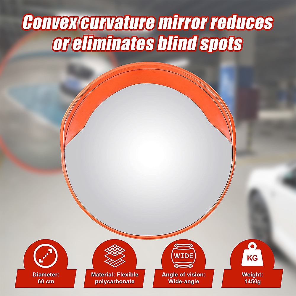 60cm Round Convex Mirror Blind Spot Safety Traffic Driveway Shop Wide Angle