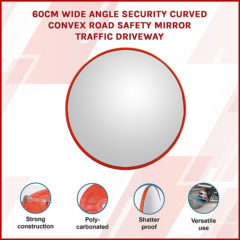 60cm Wide Angle Security Curved Convex Road Safety Mirror Traffic Driveway