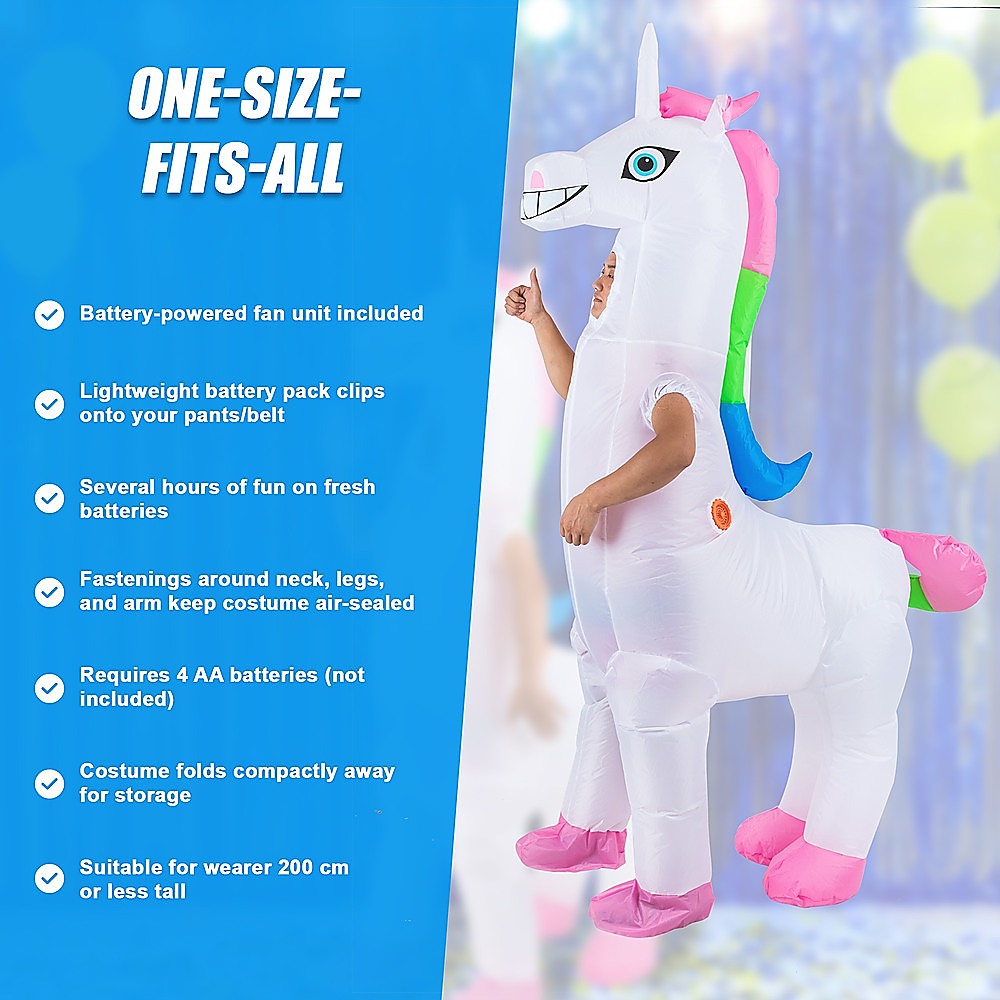 Giant Unicorn Fancy Dress Fan Inflatable Costume Suit