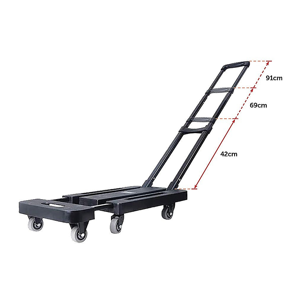 Foldable Hand Flatbed Trolley Cart 6 x 360 Degree Rotating Wheels with Maximum Load 200Kg