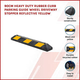 90cm Heavy Duty Rubber Curb Parking Guide Wheel Driveway Stopper Reflective Yellow