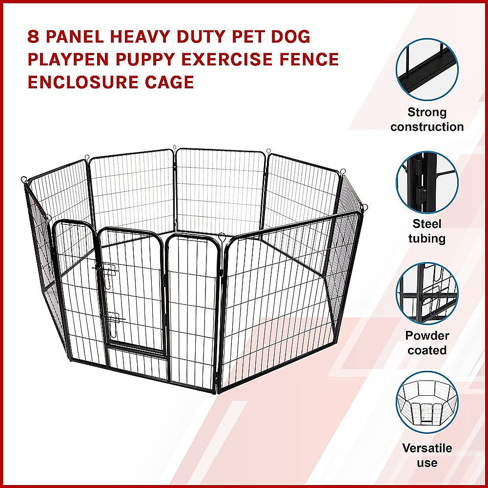 8 Panel Heavy Duty Pet Dog Playpen Puppy Exercise Fence Enclosure Cage