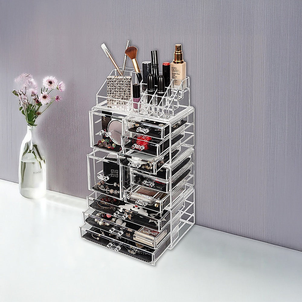 11 Drawers Clear Acrylic Tower Organiser Cosmetic jewellery Luxury Storage Cabinet