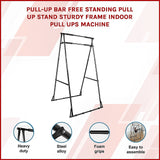 Pull-up Bar Free Standing Pull up Stand Sturdy Frame Indoor Pull Ups Machine - Side View