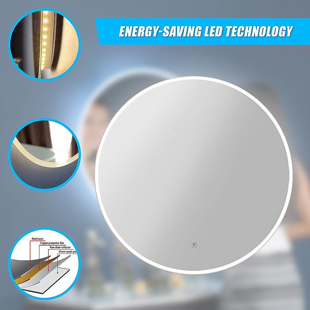 50cm LED Wall Mirror Bathroom Mirrors Light Decor Round