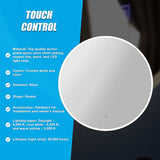 60cm LED Wall Mirror Bathroom Mirrors Light Decor Round