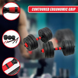 20kg Adjustable Rubber Dumbbell Set Barbell Home GYM Exercise Weights