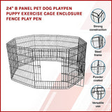 24" 8 Panel Pet Dog Playpen Puppy Exercise Cage Enclosure Fence Play Pen