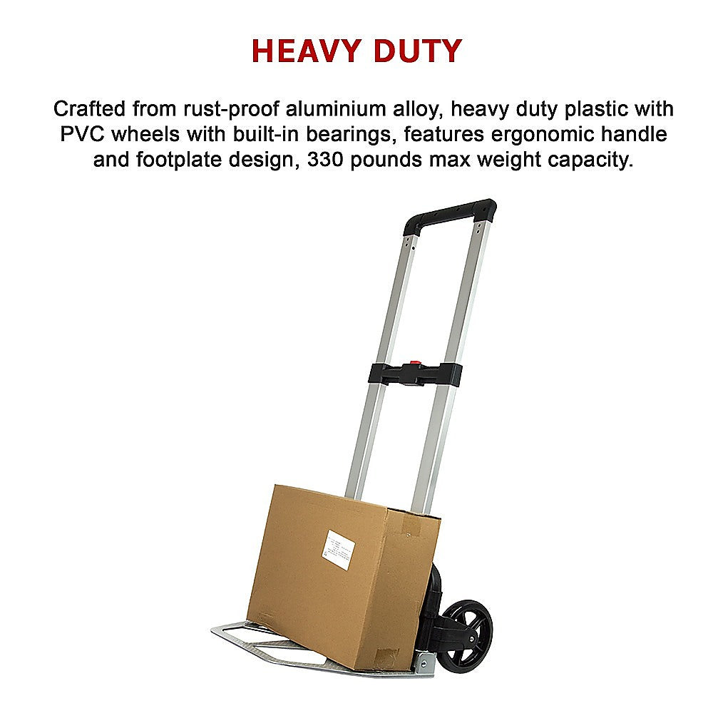 150KG Portable Cart Folding Dolly Push Truck Hand Collapsible Luggage Trolley