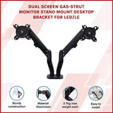 Dual Screen Gas-strut Monitor Stand Mount Desktop Bracket for LED/LC