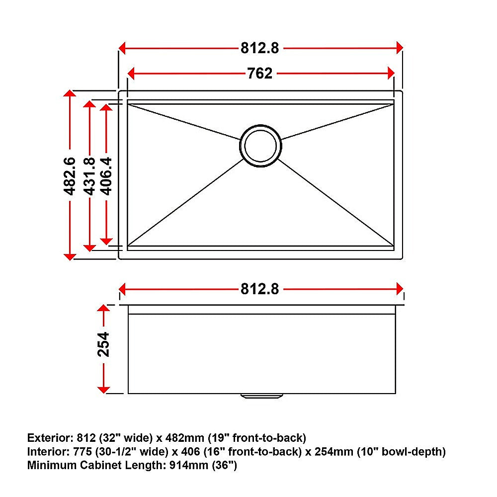 BRIENZ 32-inch Nano Workstation Ledge Undermount 16 Gauge Stainless Steel Kitchen Sink Single Bowl