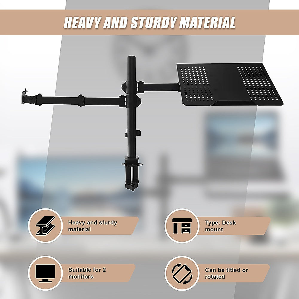 Monitor Mount & Laptop and Tablet Shelf Stands Holders Adjustable Workspace Arm