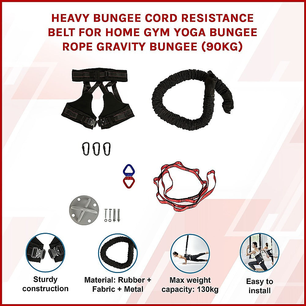 Heavy Bungee Cord Resistance Belt for Home Gym Yoga Bungee Rope Gravity Bungee (90kg)