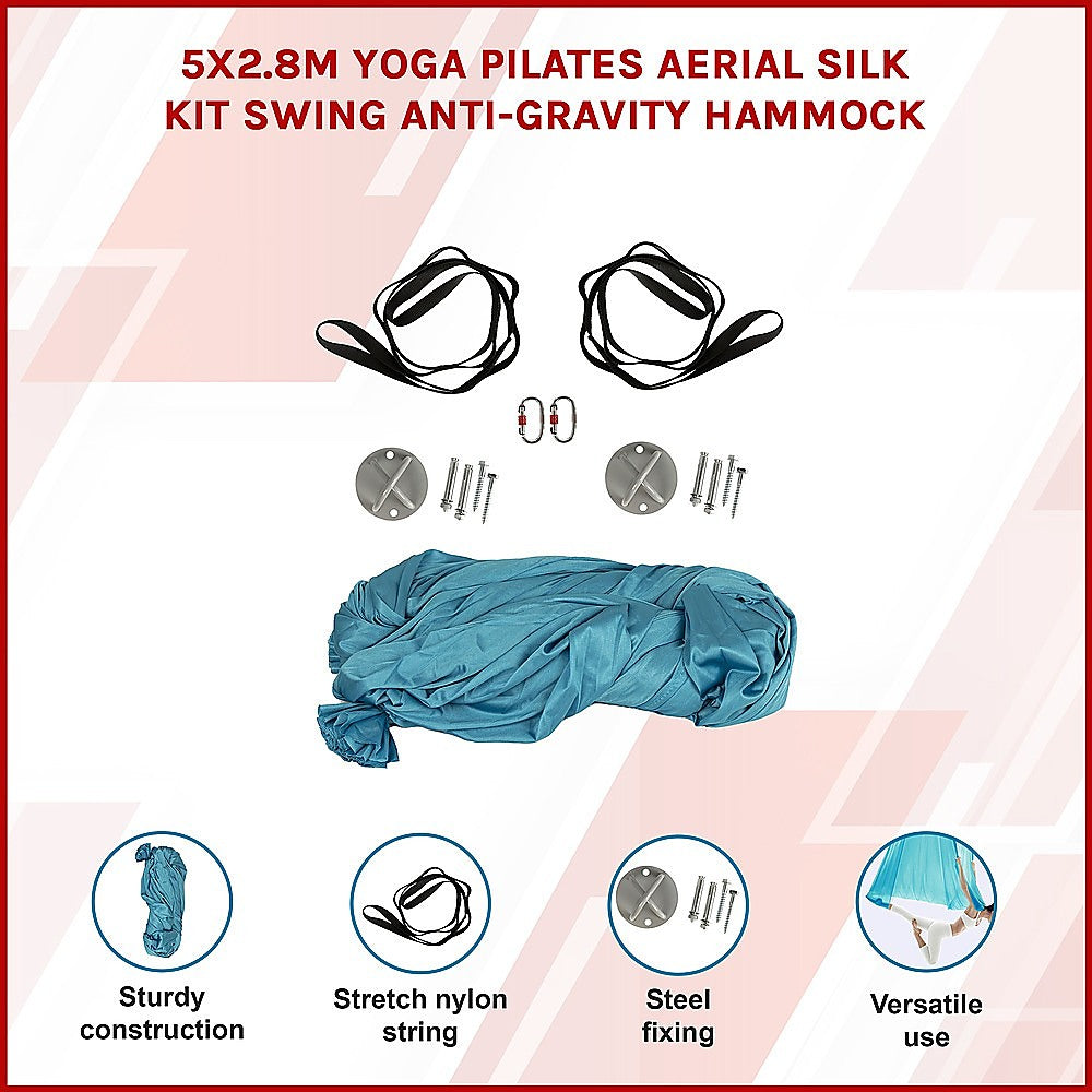 5x2.8m Yoga Pilates Aerial Silk Kit Swing Anti-Gravity Hammock