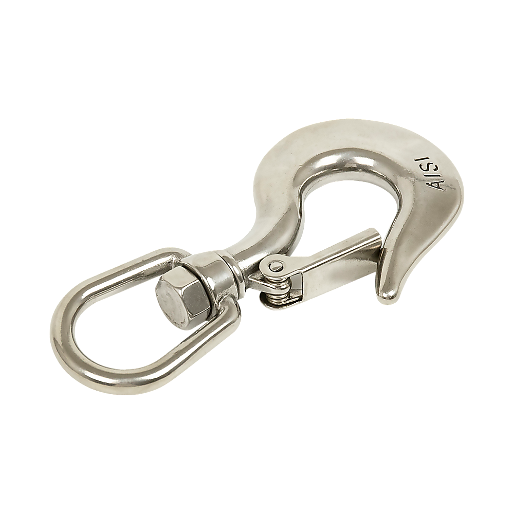 304 Stainless Steel Swivel Lift Clevis Chain Crane Hook with Safety Lock 650kg