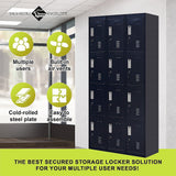 12-Door Locker for Office Gym Shed School Home Storage - Standard Lock with Keys