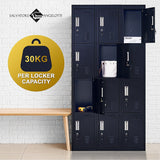 12-Door Locker for Office Gym Shed School Home Storage - Standard Lock with Keys