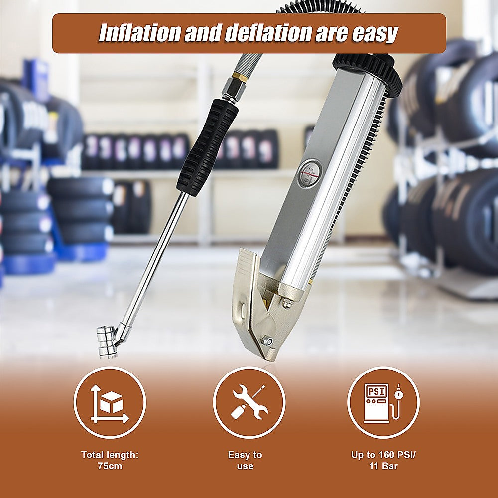 Professional Tyre Inflator with Gauge Air Line Pressure Tester Tyre Pump